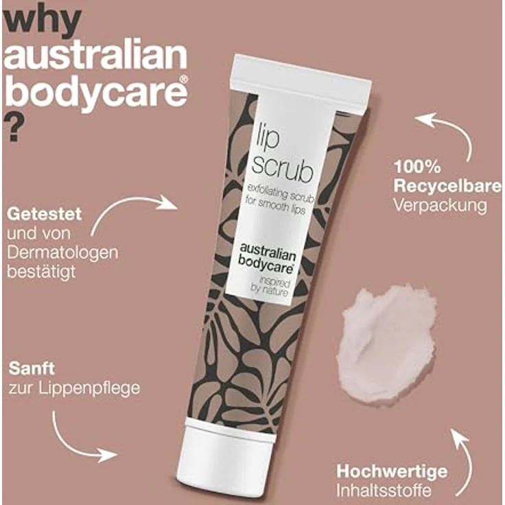 Australian Bodycare Lip Scrub, Lippenpeeling 15 ml für glatte und geschmeidige Lippen, entfernt abgestorbene Hautzellen, fördert die Durchblutung – Bild 4
