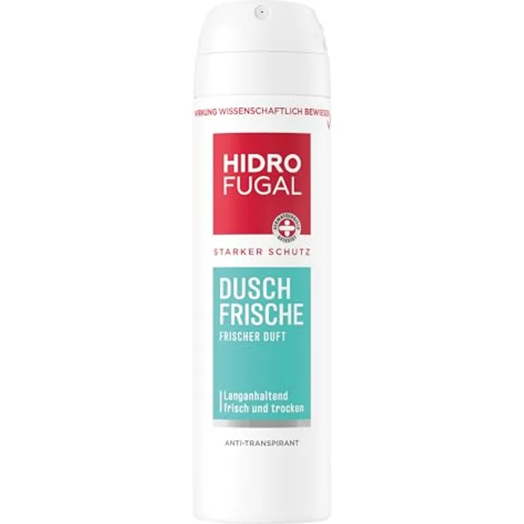 Hidrofugal DUSCH FRISCHE Spray, Antitranspirant Deo ohne Ethylalkohol, starker Schutz gegen Achselnässe und Körpergeruch, frischer Duft, 150 ml