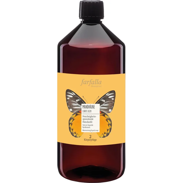 Farfalla Feuchtigkeitsspendende Handseife Mandarine, natürliche Pflege für beanspruchte Haut, 1.000 ml