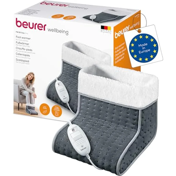 Beurer FW 20 Cosy Fußwärmer, elektrische Fußheizung mit 3 Temperaturstufen und Abschaltautomatik, Maschinenwaschbar, grau – Bild 2
