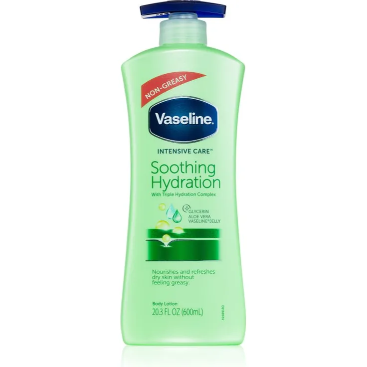 Vaseline Intensive Care beruhigende Hautmilch mit Pumpe, Aloe Fresh, 600 ml, feuchtigkeitsspendend und regenerierend