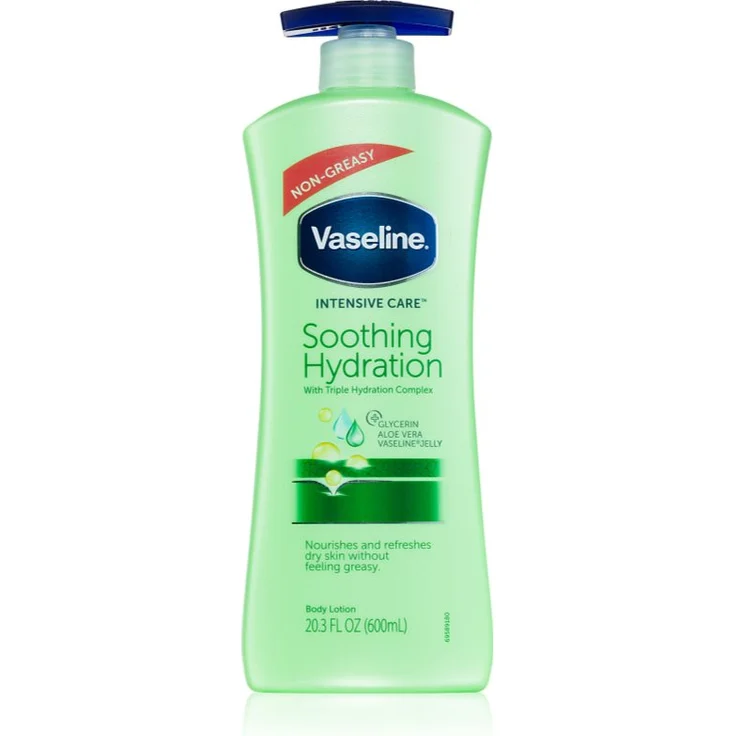 Vaseline Intensive Care beruhigende Hautmilch mit Pumpe, Aloe Fresh, 600 ml, feuchtigkeitsspendend und regenerierend