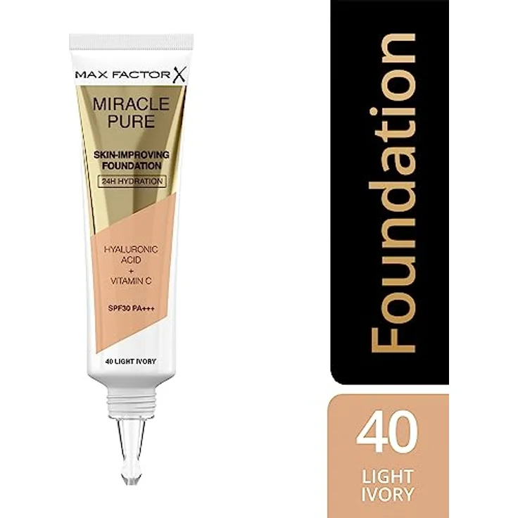 Max Factor Miracle Pure Skin-Improving Foundation 40 Light Ivory 30 ml  – Bild 3