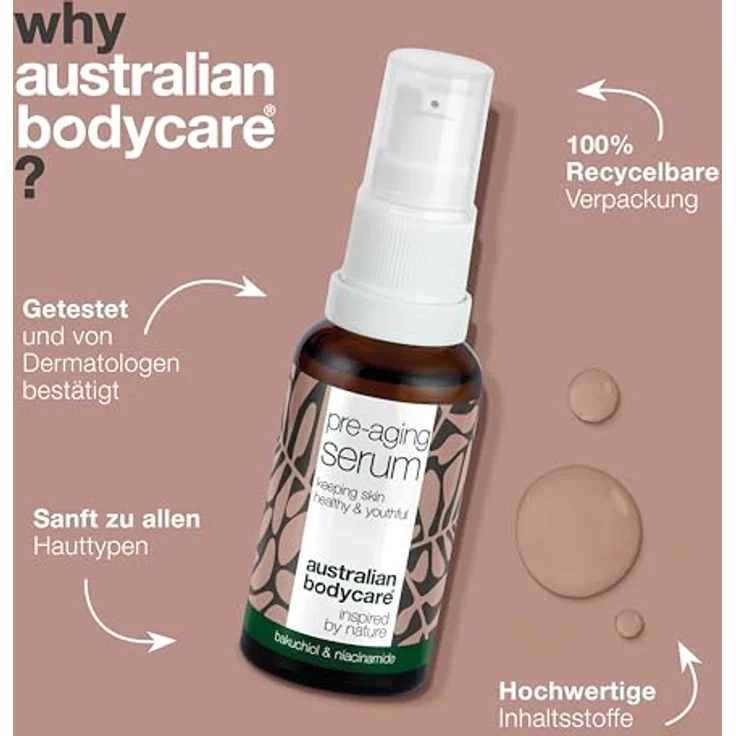 Australian Bodycare Vegan Anti-Aging Serum, 30 ml - Hyaluronsäure, Peptide & Koffein für Gesicht & Augenpartie, ideal für normale, reife und sensible Haut – Bild 4