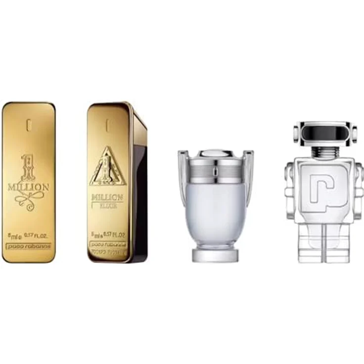 Paco Rabanne Mini-Geschenkset Herren, Eau de Cologne 100 ml (4 x 5 ml) in Mini-Reisevariante, inkl. Invictus, Phantom, 1 Million und 1 Million Elixir – Bild 3