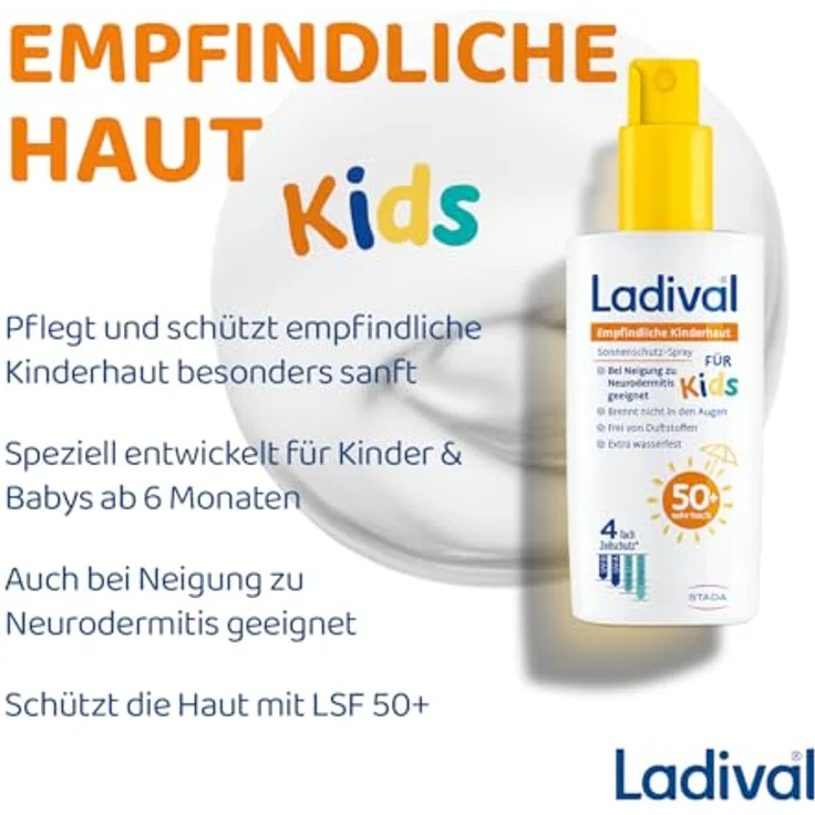 Ladival Sonnenschutz-Spray für empfindliche Kinderhaut, LSF 50+, 150 ml Dermokosmetik aus der Apotheke – Bild 5