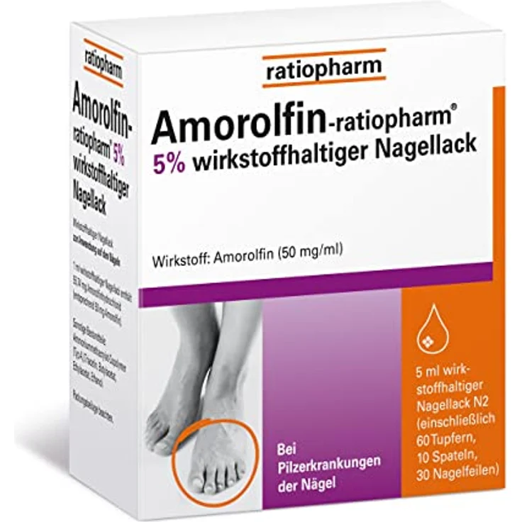 Amorolfin-ratiopharm 5% wirkstoffhaltiger Nagellack: Medizinischer Nagellack - Nagelpilz einfach und bequem loswerden, 5 ml Lösung – Bild 1