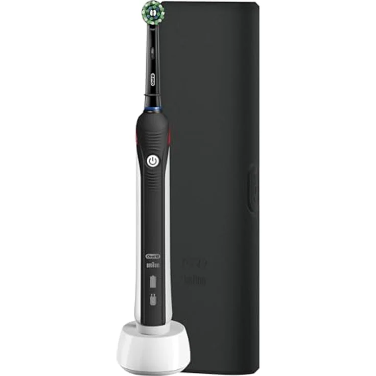 Braun Oral-B elektrische Zahnbürste Clean & Protect Cross Action Black Edition mit Reise-Etui, visuelle Andruckkontrolle und 2 Wochen Akkulaufzeit – Bild 3