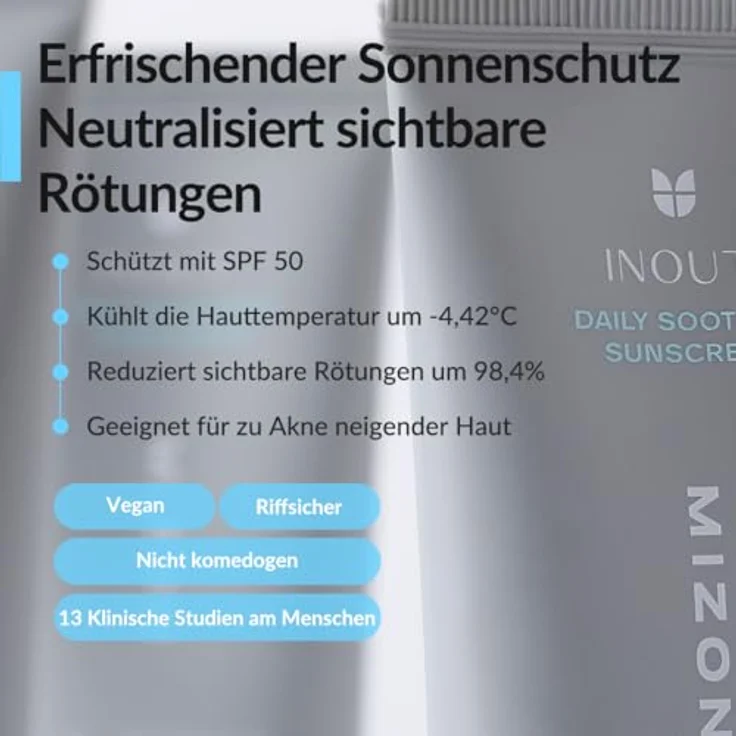 Mizon Inout Daily Soothing Sunscreen, Sonnencreme Gesicht mit SPF50+ PA++++, 50 ml, für empfindliche Haut mit Centella Asiatica und Hyaluronsäure – Bild 2