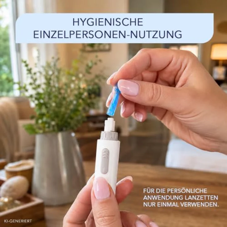 IEA Medical Blutzuckermessgerät AC-309, Komplettset inkl. 50 Teststreifen, 50 Lanzetten und Etui für einfache Selbstkontrolle zuhause – Bild 4