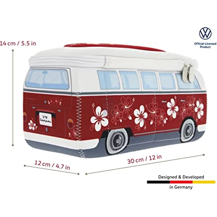 VW Bulli T1 Neopren 3D Universaltasche rot hibiskus – Bild 4