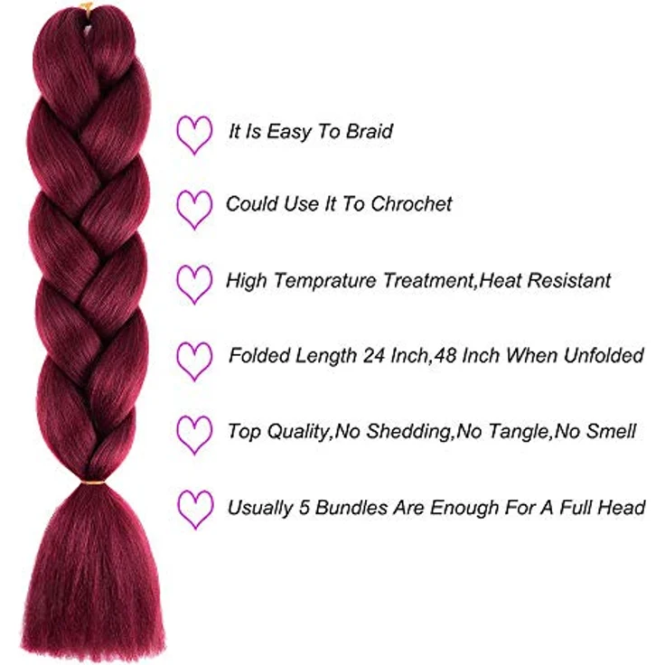 Shangxiu Jumbo Braid Kunsthaar, 24" (60cm) hitzebeständige Haarverlängerungen, 6 Stück, Yaki Textur, geeignet für diverse Flechtfrisuren – Bild 5