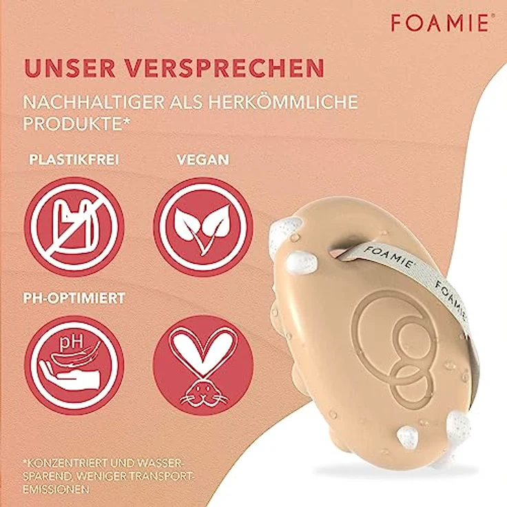 Foamie Festes Duschgel mit Papaya & Hafermilch, Duschpflege Massage-Effekt für eine Intensive Pflege, Feste Dusche 100% Vegan, Plastikfrei, Silikonfrei, 80g – Bild 2