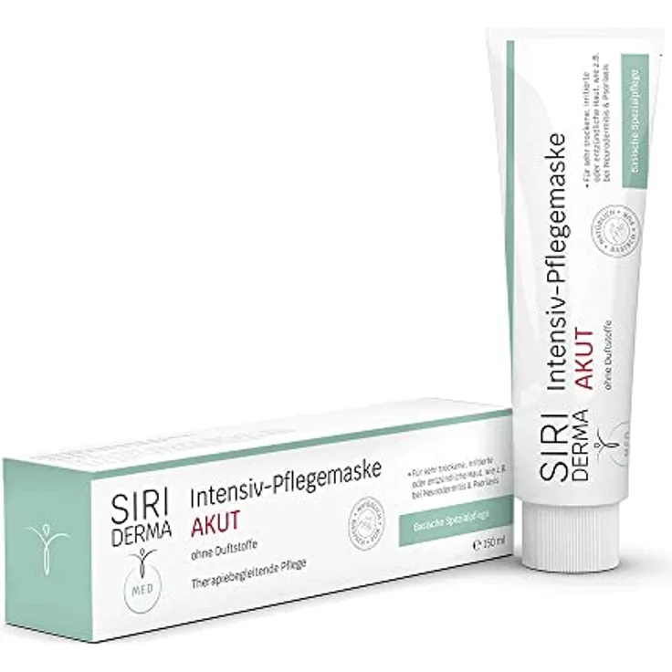 SIRIDERMA Intensiv-Pflegemaske Akut | ohne Duftstoffe | Basische Creme-Maske | 150 ml | Vegane Hautpflege für extrem irritierte und schuppende Haut
