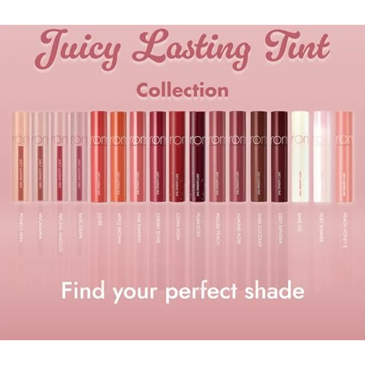 rom&nd Juicy Lasting Lipgloss Farbton 28 Bare Fig, hochpigmentiert, 5.5 g mit langanhaltendem Glanz und Pflegeeffekt – Bild 8