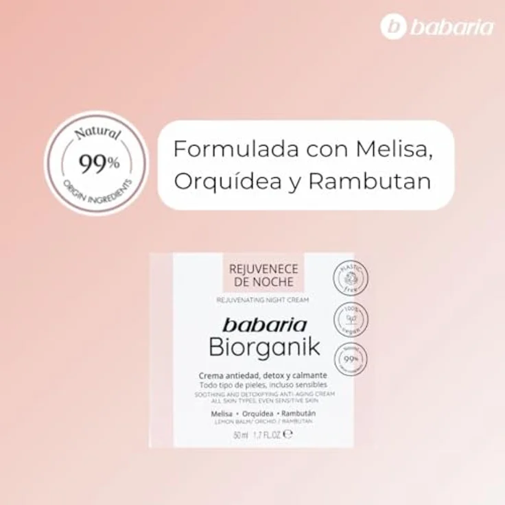 Babaria Bio Crema Noche Antiedad Detox Calmante 50 ml – Bild 4