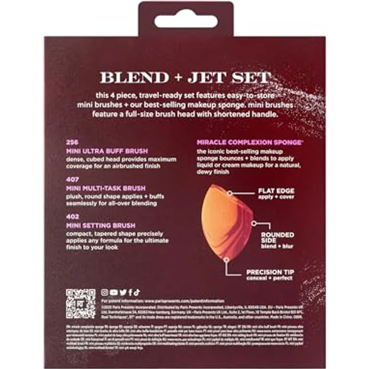 Real Techniques Blend + Jet Set, Make-up Pinsel Set für das Gesicht mit 4 Pinsel und Schwämmchen, ideal für unterwegs – Bild 2