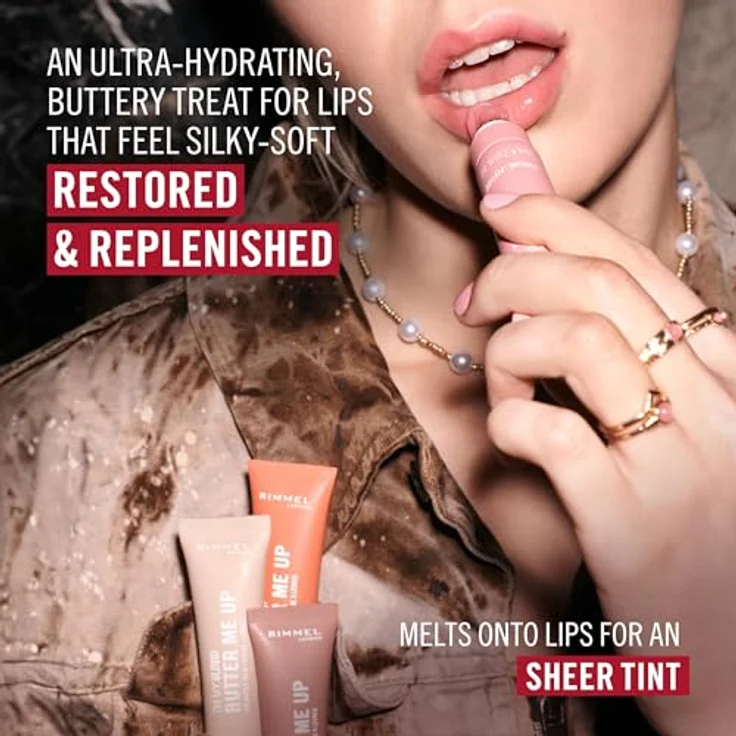 Rimmel London Oh My Gloss Butter Me Up Lippenbalsam, ultra-feuchtigkeitsspendend mit Squalan, Farbton Latte Delight 001, 15 ml – Bild 4