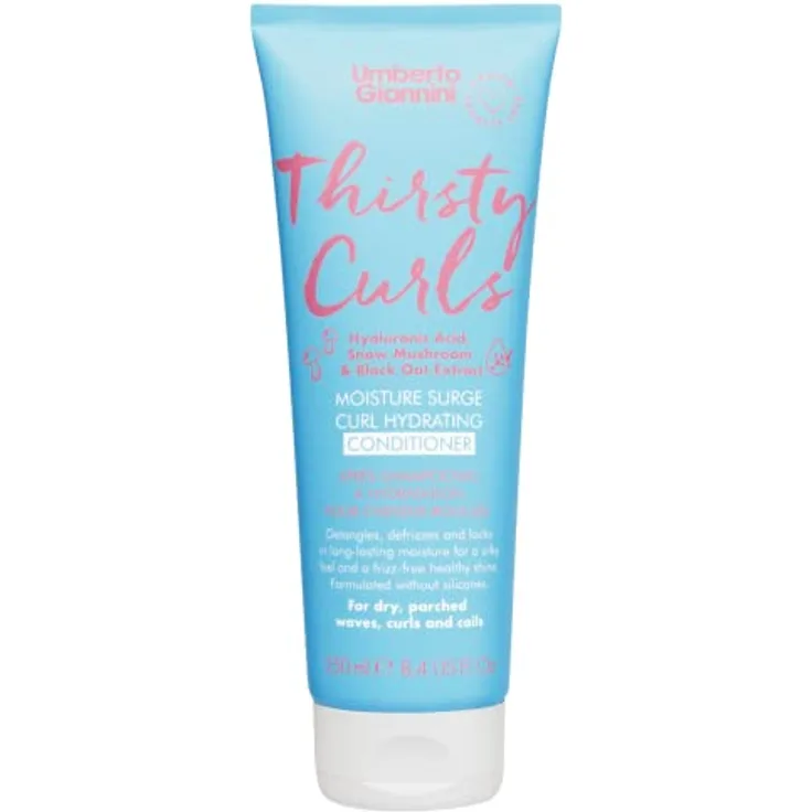 Umberto Giannini Thirsty Curls Curl Hydrating Conditioner, silikonfreies 250ml Feuchtigkeitsbalsam für trockene Locken, vegan und tierversuchsfrei