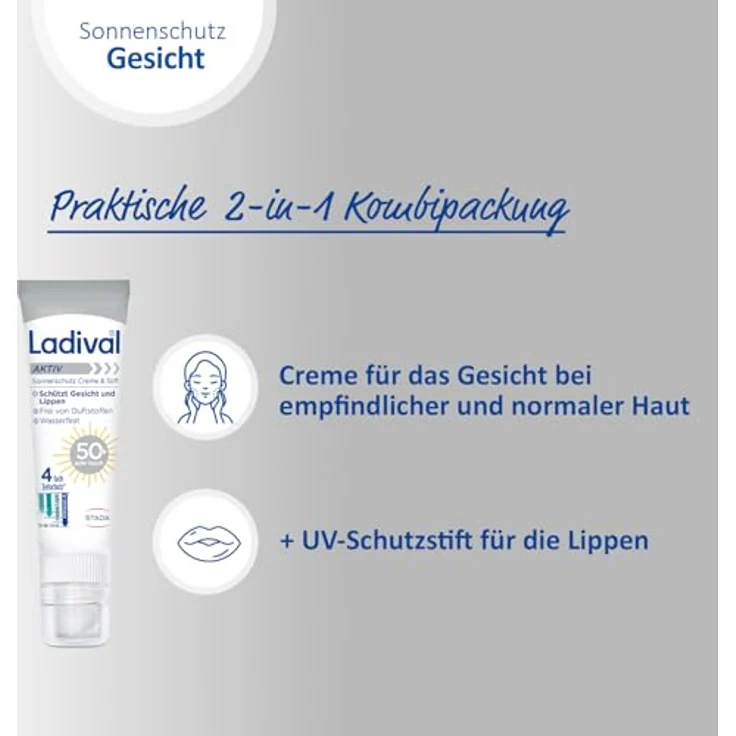 Ladival Aktiv Sonnenschutz Creme & Stift LSF 50+, wasserfest, für normale & empfindliche Haut, praktische Kombipackung, 30ml & 3,2g – Bild 4