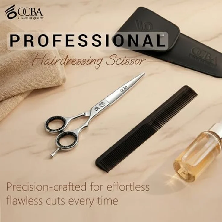 OCBA 6 Zoll Friseurschere, Professionelle Haarschneideschere aus rostfreiem Edelstahl mit ergonomischem Design, Silber – Bild 4