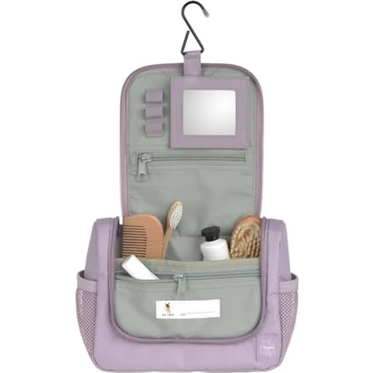 LÄSSIG Kulturbeutel Mini Washbag Set, 2-tlg., Lilac mit abnehmbarem Spiegel und Patches – Bild 5