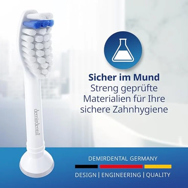 Demirdental 8er-Pack Aufsätze Extra Soft für Philips Sonicare Zahnbürstenaufsatz ProResults, HX6058e Ersatzbürsten designed in Berlin, extra Weiche Borsten  – Bild 8
