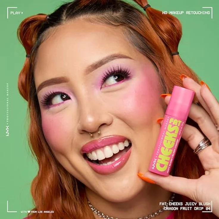 NYX Professional Makeup Fat Cheeks Juicy Blush, Flüssiges Rouge mit 12H Halt und 24H Feuchtigkeit, Himbeer- & Kiwiöl, Farbe: Dragon Fruit Drip, 8 g – Bild 4