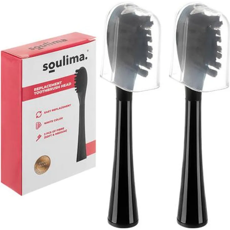 Northio Ersatzbürstenköpfe für Soulima X800, schwarz, 2er-Pack, weich und mittel, DuPont-Borsten