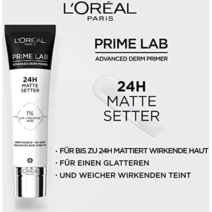 L’Oréal Paris Prime Lab 24H Matte Setter, mattierender Make-up Primer, 30 ml, für einen mattierten Look und verlängerte Haltbarkeit – Bild 2