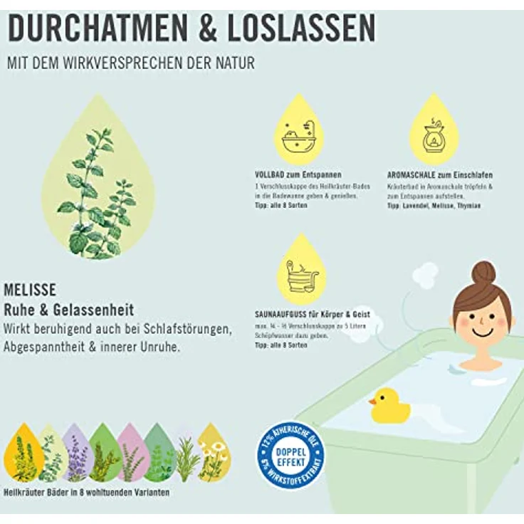 ARYA LAYA Heilkräuter-Bad Ruhe & Gelassenheit: Wellness & Pflege für zu Hause mit Melissen-Extrakt, wirkt beruhigend auch bei Schlafstörungen, Abgespanntheit und innerer Unruhe, vegan, 200 ml – Bild 4