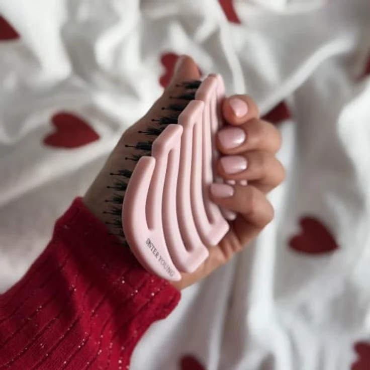 Sister Young MILA PINK BV - Mini-Bürste mit natürlichen Wildschweinborsten und Nylonstiften, No Tangle für gesundes Haarpflege – Bild 16