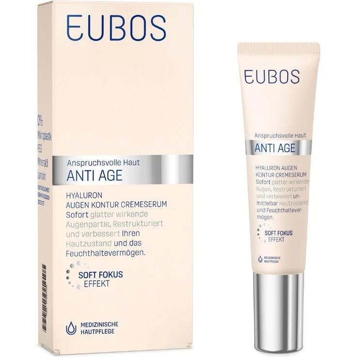 EUBOS Sensitive Hyaluron Augen Kontur CremeSerum, 15 ml, feuchtigkeitsspendende Augencreme für jüngere Haut