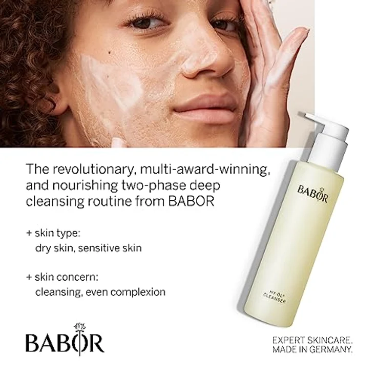 BABOR Hy-Öl Cleanser für jeden Hauttyp, Pflege-Öl für die tägliche Gesichtsreinigung, Make-up-Entferner, Vegane Formel mit Vitamin E, 1 x 200 ml – Bild 3