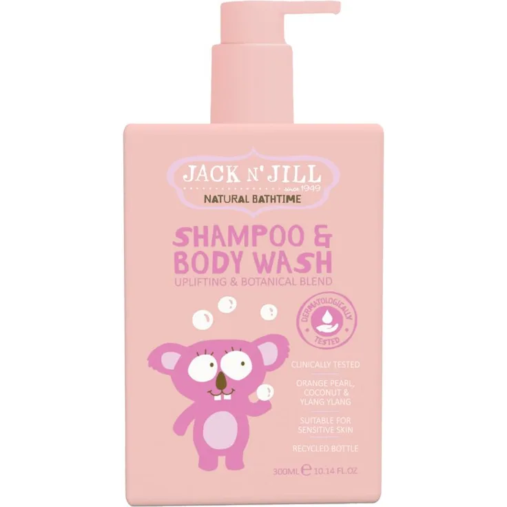 Jack N’ Jill Natural Bathtime Shampoo & Body Wash, 300 ml, sanfte Pflege für Kinderhaut, vegan und sulfatfrei