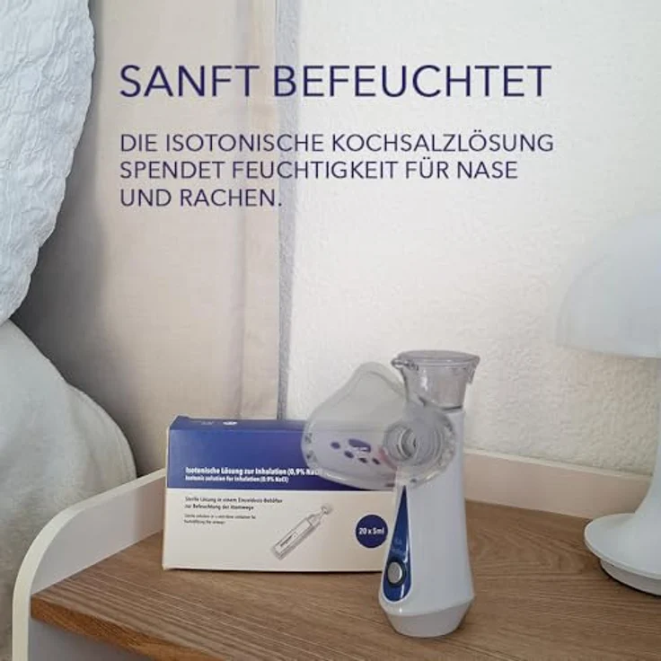 IEA Medical Inhalator Set, tragbarer Vernebler mit Hardcase und 20×5 ml Kochsalzlösung 0,9% NaCl, mikrovernebelung, USB-C aufladbar, sterile isotonische Lösung – Bild 4