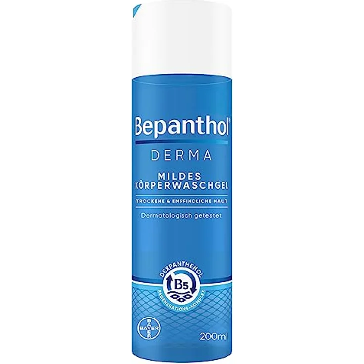 Bepanthol Derma mildes Körperwaschgel, 200 ml, seifenfreies Gel für empfindliche und trockene Haut – Bild 1