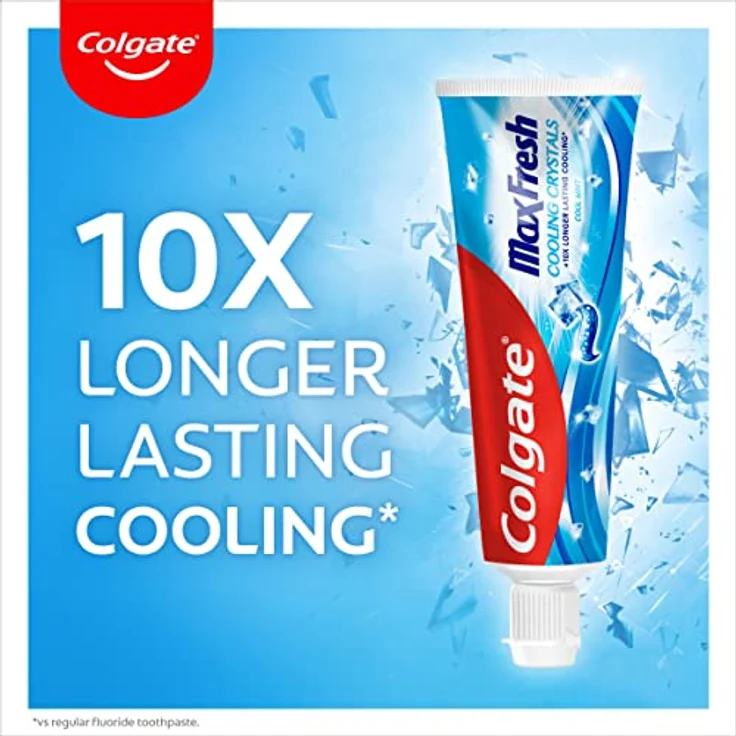 Colgate Zahnpasta Max Fresh Cooling Crystals 6x 75 ml – effektive Zahnreinigung für langanhaltende Frische und ein sauberes Mundgefühl – hält die Zähne weiß und bekämpft Karies – Bild 2