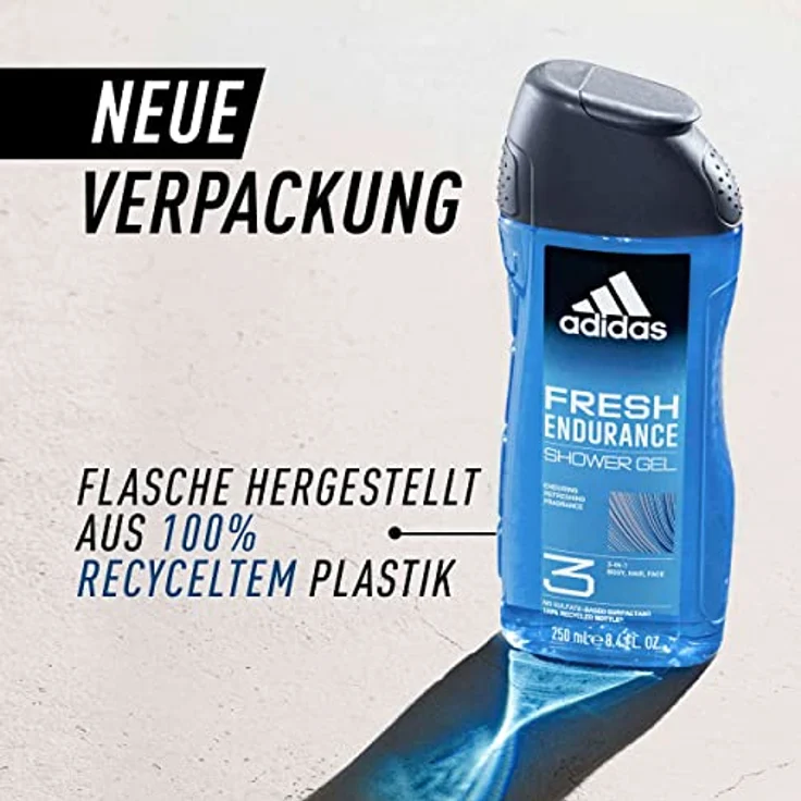 adidas 3in1 Fresh Endurance Duschgel, anregender Duft und langanhaltender Frische, 250 ml – Bild 4