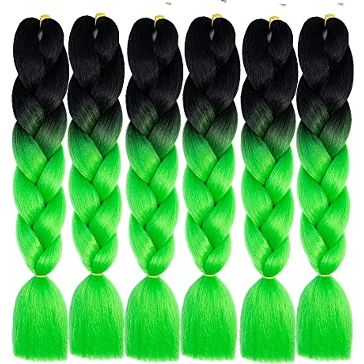 Shangxiu Braids Extensions, grüne Kunsthaar zum Einflechten, 24" (60cm), 100g/Bundle, Yaki gerade Textur für vielseitige Frisuren – Bild 2