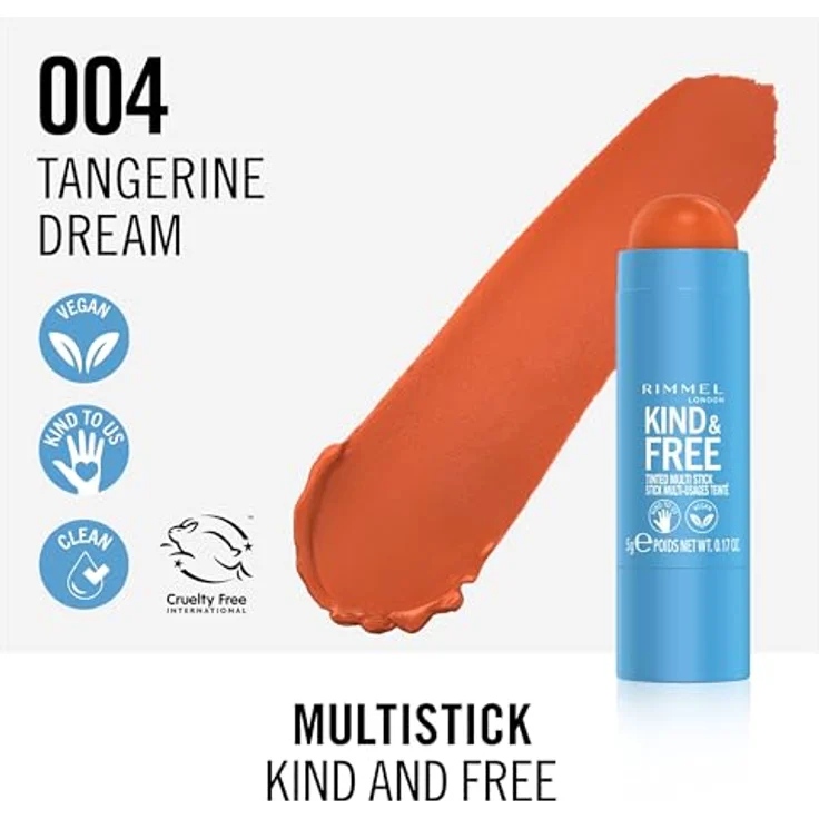 Rimmel London KIND & FREE tinted multi stick 5 gr, tierversuchsfrei und vegan, hochpigmentierte Farbe, intensiv feuchtigkeitsspendend – Bild 3