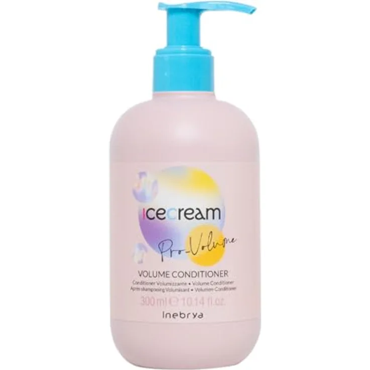 Inebrya Ice Cream Pro-Volume Volumenkonditioner, 300 ml - Ideal für lockiges, krauses und trockenes Haar, zusätzlicher UV-Schutz