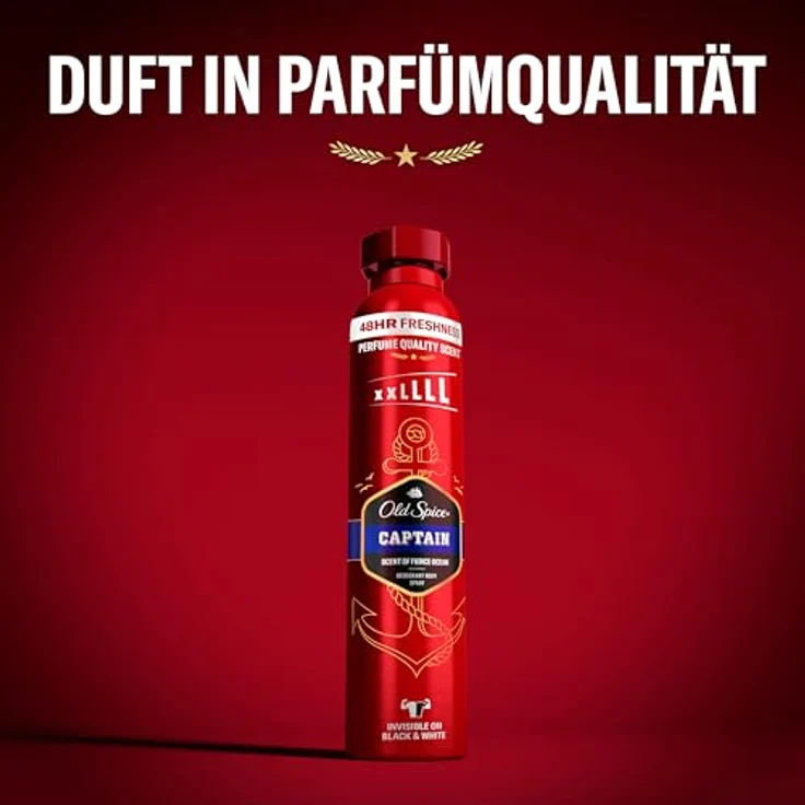 Old Spice Captain Deodorant Bodyspray für Männer, 250ml, 48H Frische, Parfümqualität, 0% Aluminiumsalze, Schwarz & Weiss keine Flecken – Bild 3