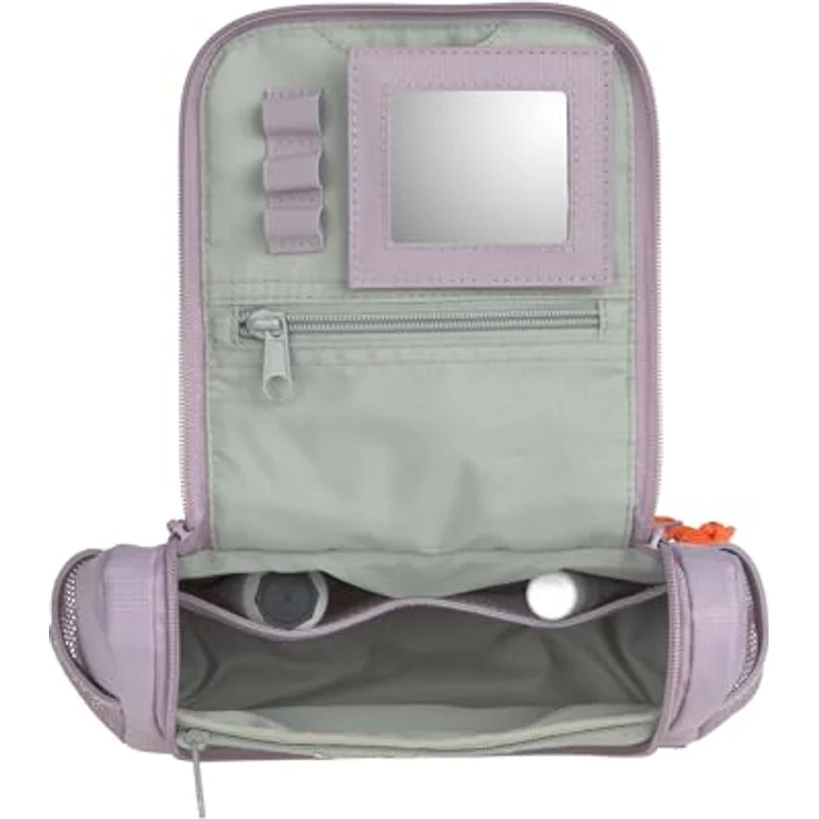 LÄSSIG Kulturbeutel Mini Washbag Set, 2-tlg., Lilac mit abnehmbarem Spiegel und Patches – Bild 2