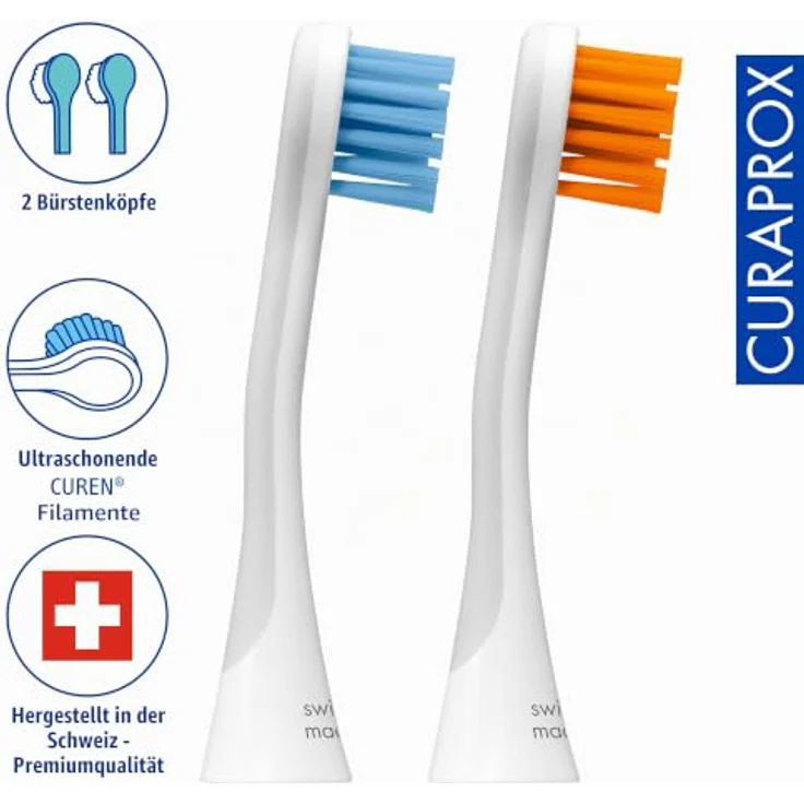 Curaprox Hydrosonic Sensitive Ersatzkopf, 2er Pack, mit sehr weichen Borsten für sanfte Zahnreinigung – Bild 2