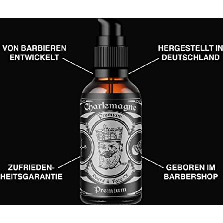 Charlemagne Bartöl, vegane Bartpflege für Herren, 30 ml, Lederduft, Made in Germany, regt Bartwachstum an, natürliche Bio-Öle, anti-glanz Effekt – Bild 4