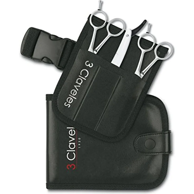 3 Claveles 12760 Set Friseurschere mit Etui und 2 Schere 5.5 und Taschenmesser, Cranberry