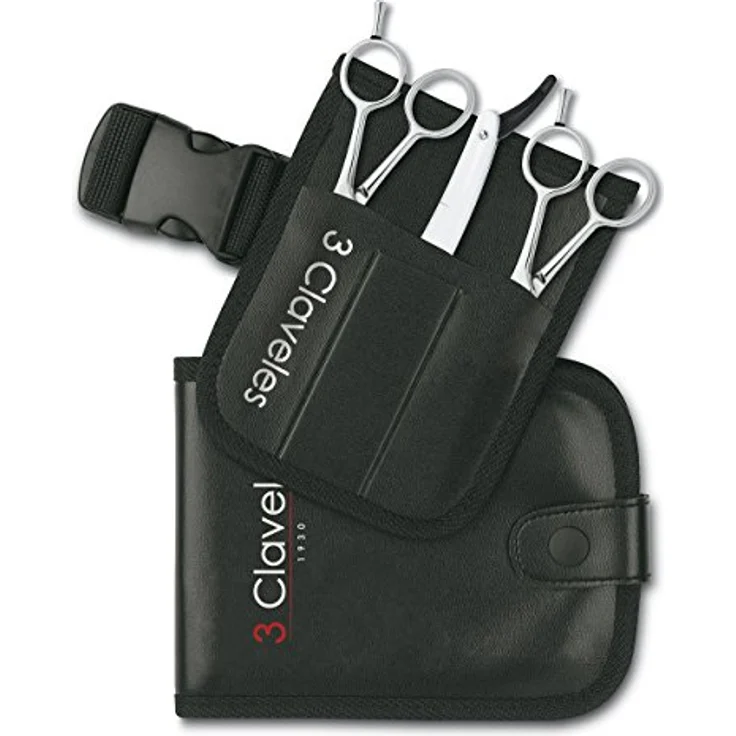 3 Claveles 12760 Set Friseurschere mit Etui und 2 Schere 5.5 und Taschenmesser, Cranberry – Bild 1