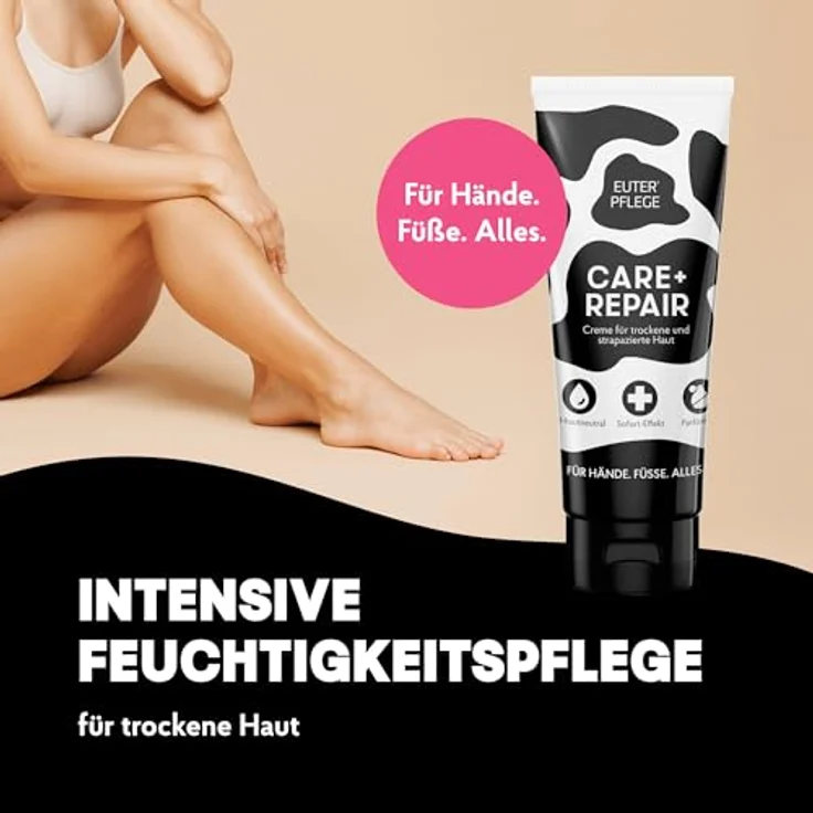 HAKA EUTERPFLEGE Care + Repair Creme, 3x 200ml, intensive Feuchtigkeitspflege für trockene Haut, parfümfrei, allergikergeeignet, für Hand und Körper – Bild 2