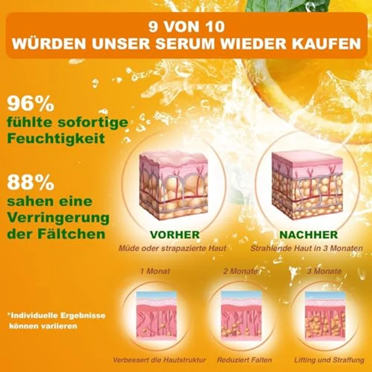 P-Beauty Cosmetic Accessories Gesichtsserum 60ml, mit 20% Vitamin C und E, Hyaluronsäure, Anti Aging, vegan, hypoallergen, farbstofffrei – Bild 8